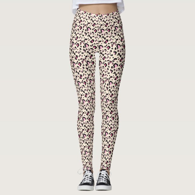Leggings com Estampa de Leopardo Rosa Chic (Frente)