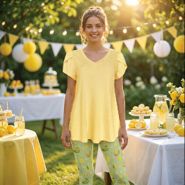 Leggings com Estampa de Limão de Verão