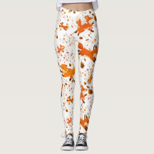 Leggings com Estampa de Raposas Fofas de Outono