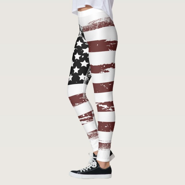 Leggings com Estampa Desbotada da Bandeira dos EUA (Esquerda)
