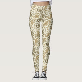 Leggings com Estampa Paisley Bege-Marrom