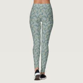 Leggings com Estampa Paisley Creme Azul-Verde