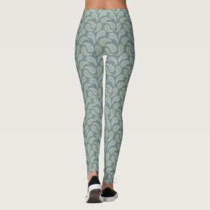 Leggings com Estampa Paisley Creme Azul-Verde
