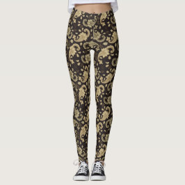 Leggings com Estampa Paisley Marrom-Bege