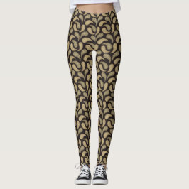 Leggings com Estampa Paisley Preto-Bege