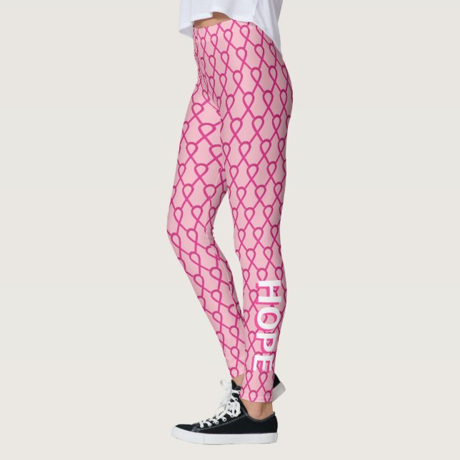 Leggings com Fita de Conscientização Rosa Vibrante (Esquerda)