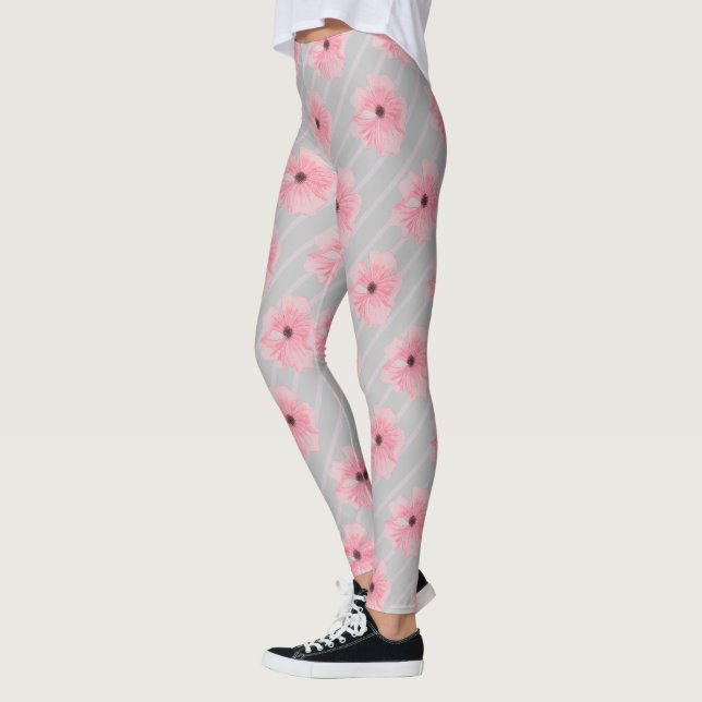 Leggings com Flores Cor-de-Rosa e Listras (Esquerda)