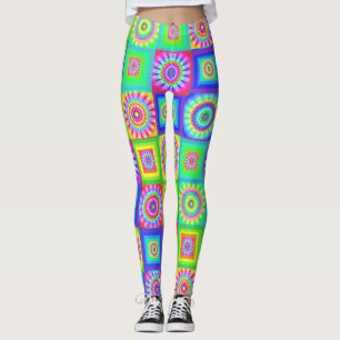 Leggings com Flores de Patchwork Multicoloridas