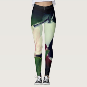 Leggings com Fotografia de Flor de Lótus Rosa
