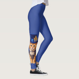 Leggings com gato de cartola Blue Rose