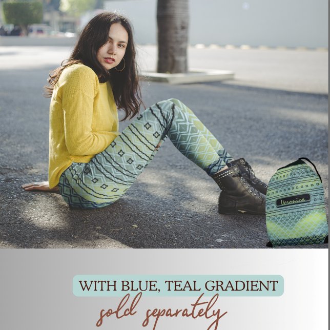 Leggings com Gradiente Azul Verde (blue green mix pattern gradient leggings)