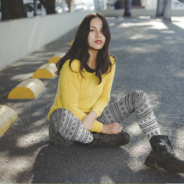 Leggings com Gradiente Preto Cinza Padrão