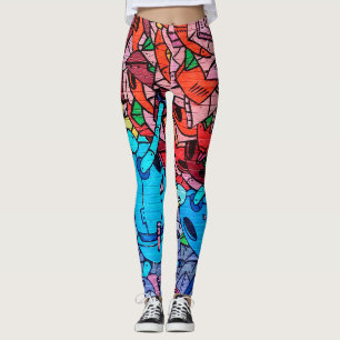 Leggings com Grafite de Rua Arte Urbana Parede de