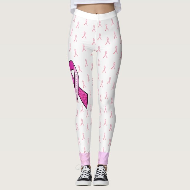 Leggings com Laço de Conscientização do Câncer de  (Frente)