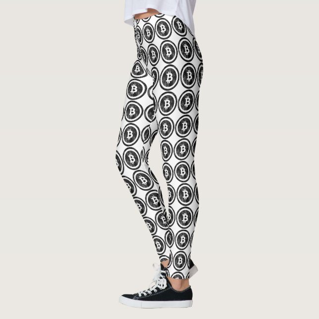 Leggings com Logo da Moeda Negra Bitcoin Distorcid (Esquerda)
