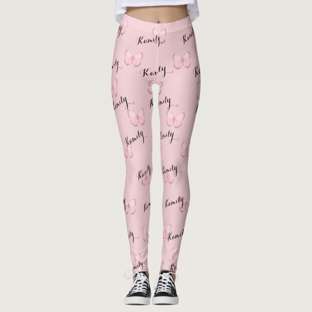 Leggings com Nome Personalizado e Padrão de Borbol (Frente)