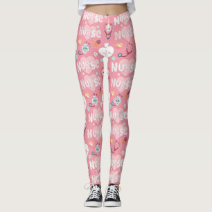 Leggings com padrão contínuo de vida de enfermeira