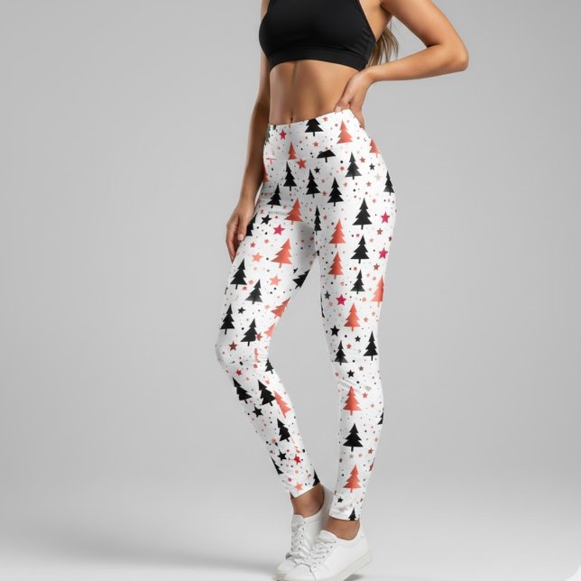 Leggings com Padrão de Árvore de Natal Moderna e E (Criador carregado)