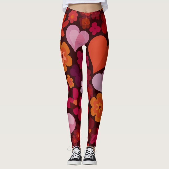 Leggings com Padrão de Coração Romântico – Perfeit (Frente)