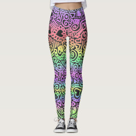 Leggings com Padrão de Doodle Pastel