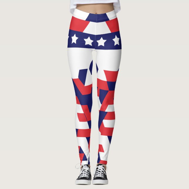 Leggings com Padrão de Estrela Geométrica para 4 d (Frente)