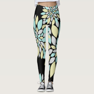 Leggings com Padrão de Flores Pétalas Pastel