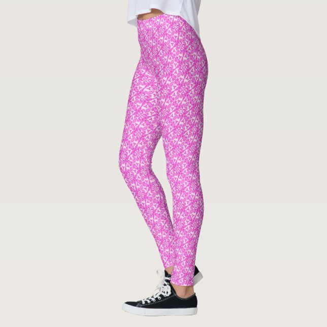Leggings com padrão de folhas de damasco torcidas  (Esquerda)