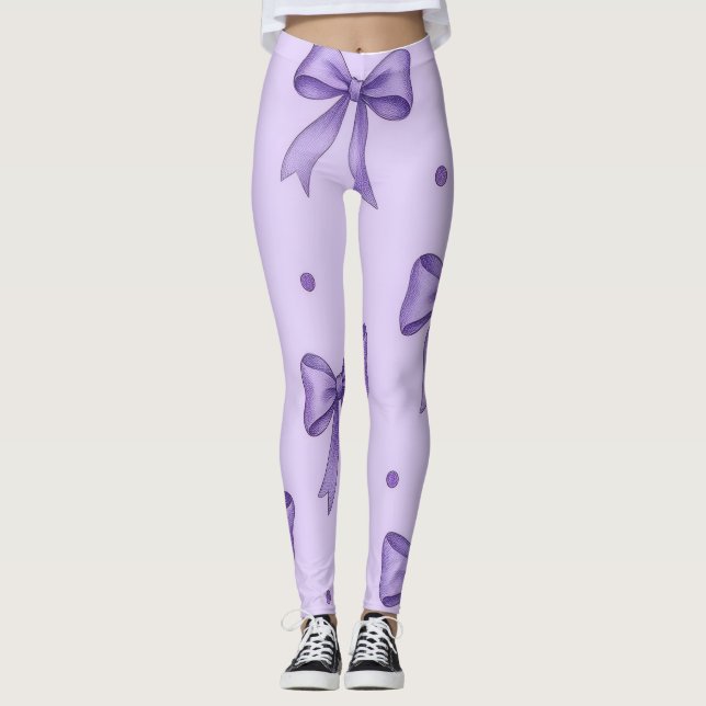 Leggings com Padrão de Laço Lavanda (Frente)