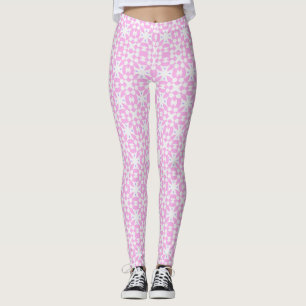 Leggings com Padrão de Margaridas Retro Rosa