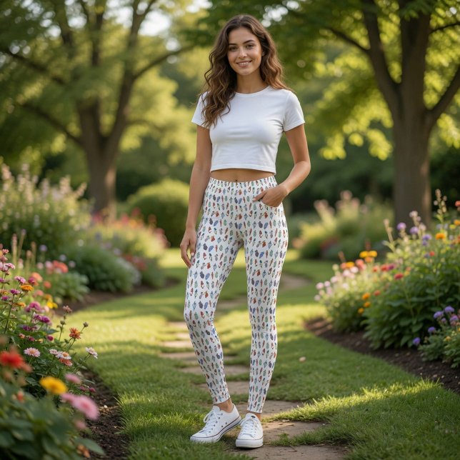 Leggings com Padrão de Pássaro de Desenho Animado  (Criador carregado)