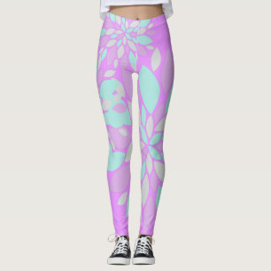 Leggings com Padrão de Pétalas de Pastel