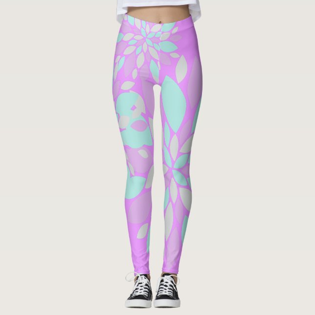 Leggings com Padrão de Pétalas de Pastel (Frente)