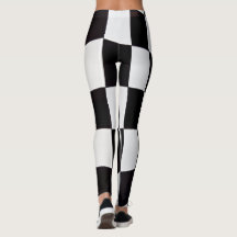 Leggings com Padrão de Quadrados Preto e Branco – 
