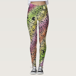 Leggings com Padrão de Rabiscos