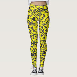 Leggings com Padrão de Rabiscos