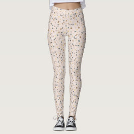 Leggings com Padrão de Terrazzo Bege Moderno