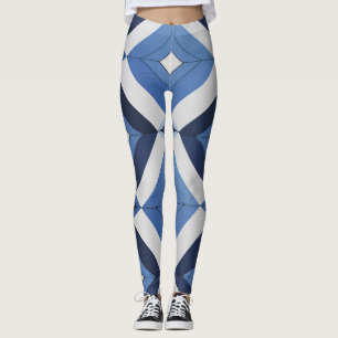 Leggings com Padrão Geométrico Azul