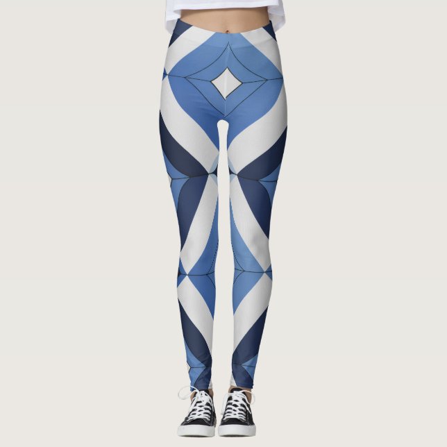 Leggings com Padrão Geométrico Azul (Frente)