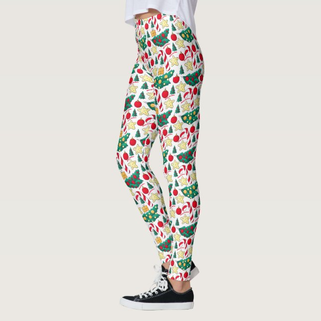 Leggings com Padrão Natalino Festivo (Esquerda)