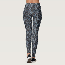 Leggings com Padrão Paisley Azul Escuro
