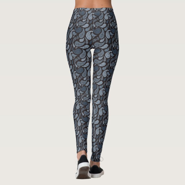 Leggings com Padrão Paisley Azul Escuro (Verso)