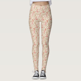 Leggings com padrão paisley creme-marrom