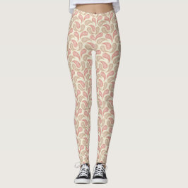 Leggings com padrão paisley em tijolo creme