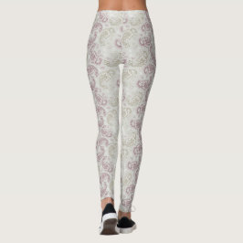 Leggings com Padrão Paisley em Vermelho-Verde