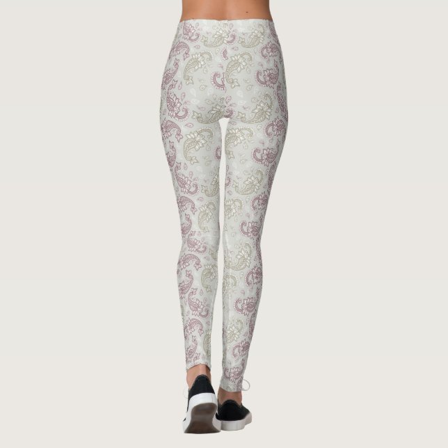 Leggings com Padrão Paisley em Vermelho-Verde (Verso)