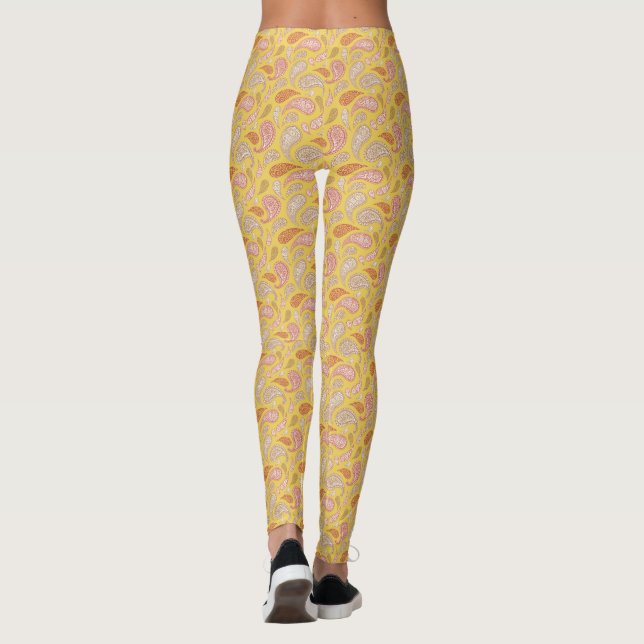 Leggings com Padrão Paisley Marrom-Amarelo (Verso)