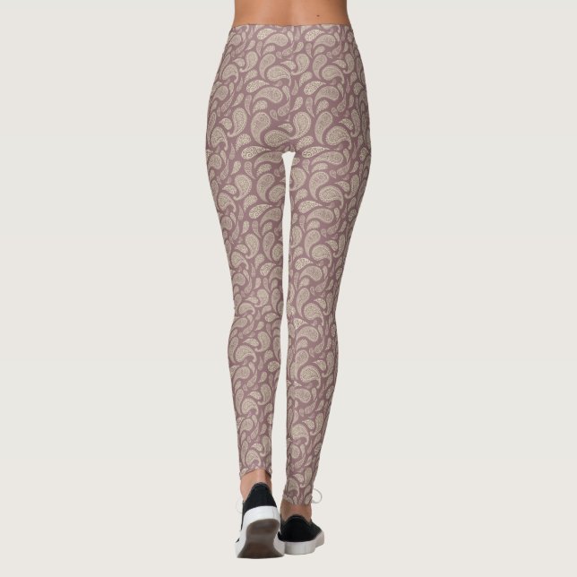 Leggings com Padrão Paisley Vermelho-Crema (Verso)