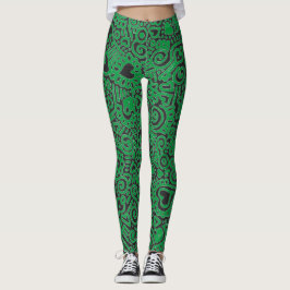 Leggings com Padrão Verde de Rabiscos