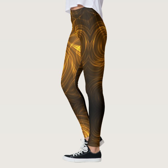 Leggings com padrões abstratos dourados e marrons  (Esquerda)