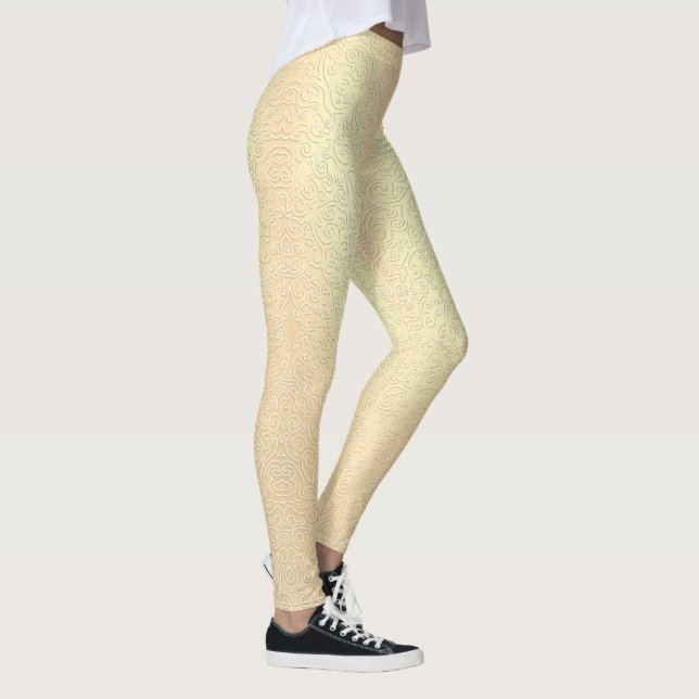 Leggings com Renda Dourada Calças Estampadas de Re (Direita)
